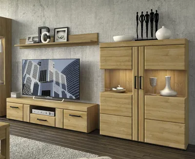 Produktbild von Wohnwand >Cortina< (3-teilig) in Grandson Eiche Nachbildung - 259x155x41 (BxHxT)