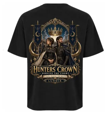 Produktbild von Damen Oversize T-Shirt Schwarz M – Bedrucktes Shirt mit Königs Motiv aus Baumwolle – LUNØIR ©