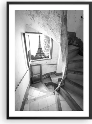 Produktbild von Gerahmtes Poster - Schwarzer Rahmen - Treppe Turm Eiffel - 50x70 cm - Wand Bild - Wanddeko - Wandbilder - Kunstposter - Wandposter - Bilderrahmen - Bilder - Kunstdruck - P2BPA50x70-5155