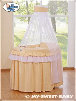 Produktbild von My Sweet Baby Babybett mit Naturfaser Korb und Holzuntergestell in Naturfarbe und Matratze