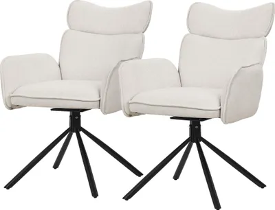 Obrázek produktu pro ML-Design jídelní židle otočné sada 2 béžový látkový potah židle do obývacího pokoje s opěradlem a područkou 360° otočná židle s kovovými nohami křeslo ergonomické