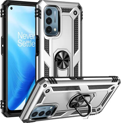 Image de Étui pour OnePlus Nord N200 5G étui de protection militaire double couche avec support d'anneau et support Argent