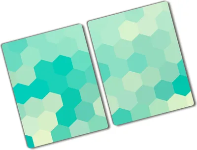 Produktbild von Tulup Glas Herdabdeckplatte - 2x40x52 cm - Glaskeramikkochfeld-Abdeckung Spritzschutz Glasabdeckplatte Kochplattenabdeckung und Schneidebrett - Zweiteilig - Sonstige - Geometrische Figuren - Grün