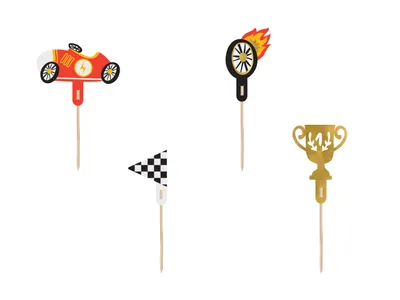 Produktbild von Dekorationen Cupcake Topper Autos 12 cm 4 St.