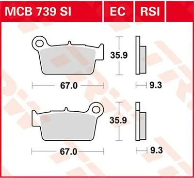 Immagine prodotto di TRW Bremsbelagsatz MCB739SI YZ250F CG RM-Z250 RR390 KX450F KX450 510 SM EC300 450 MX SXV450 V