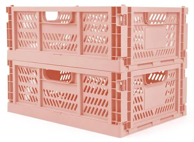 Image de Lot de 2 boîtes de rangement - Boîtes en plastique empilables et pliables, idéales pour la maison et le bureau