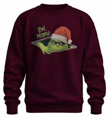 Obrázek produktu pro EW PEOPLE Christmas Grouchy Green Pixel Sunglasses Zip Uni mikina, vínová, S