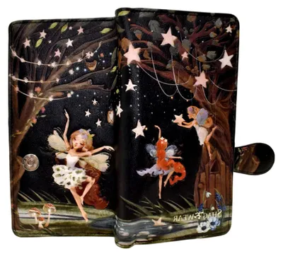 Produktbild von Fairy Forest Große skurrile Geldbörse für Damen und Teenager-Mädchen, veganes Kunstleder, 17,8 cm, Schwarz, Schwarz, Large, Modern