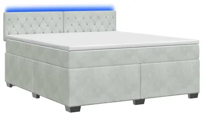 Produktbild von vidaXL Boxspringbett mit Matratze und LED Hellgrau 140 x 190 cm Samt