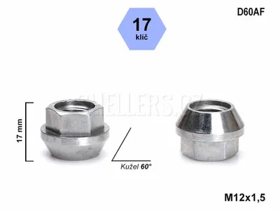 Obrázok produktu pre Matica kolesa M12x1,5 s otvoreným kužeľom, kľúč 17, D60AF, výška 17 mm