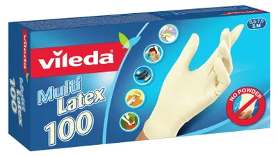 Immagine prodotto di Guanti monouso Vileda Multi Latex 100, color beige, 100 pezzi