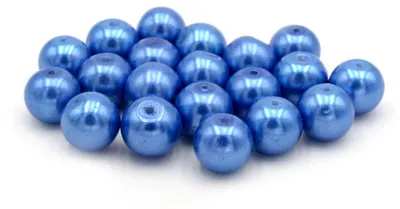 Produktbild von Vintageparts Glaswachsperlen rund dunkelblau 12 mm, 20 Stück