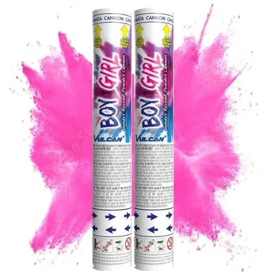 Productafbeelding van Set van 2 - Baby Gender Reveal Powder Kanon - Poeder Kanon - Roze - Meisje