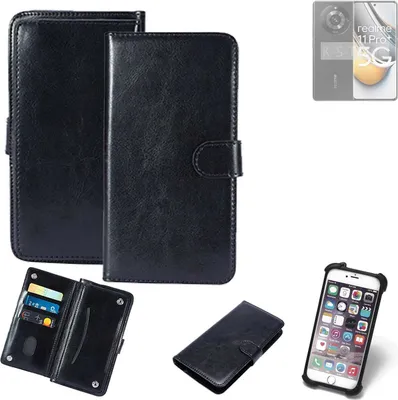 Produktbild von K-S-Trade 360° Hülle kompatibel mit Realme 11 Pro+ schwarz Kunstleder Case BookCase WalletCase Kunstlederederhülle Handyhülle, Rundumschutz Bumper