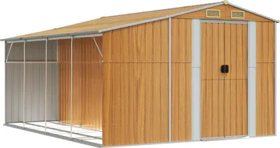 Produktbild von vidaXL Gerätehaus Hellbraun 277x365,5x179 cm Verzinkter Stahl