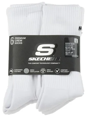 Produktbild von Skechers 6pk Core Crew LG Socks S118220-WHT, Socken, Uni, Weiß