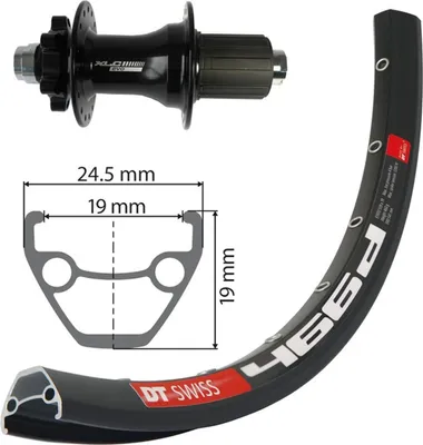 Image de Roue tressée DT Swiss 466 d 584-19 arrière 142/12 mm XLC Evo 6 trous (27,5)