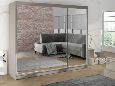 Obrázok produktu pre Široká šatníková skriňa 200 cm so zrkadlom SANARE 3 - kašmír