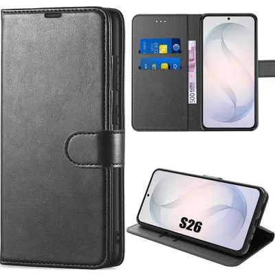Image de Coque pour Samsung Galaxy S26, Protection Intégrale Anti-Rayures Antichoc Synthécuir Luxe Noir