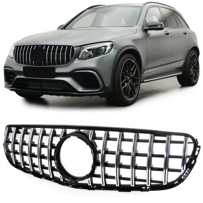 Sport Kühlergrill Schwarz Glanz Chrom passt für Mercedes GLC X253 C253 2015-2019 – Produktansicht