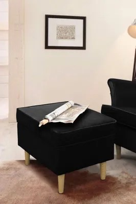 Produktbild von Hocker Teramo IV Fußhocker Wohnzimmer Schlafzimmer (Kronos 07 - schwarz)