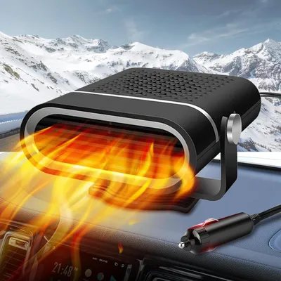 Productafbeelding van Auto-verwarmingsventilator, draagbare auto-verwarming, snelle verwarming in 30 seconden, snelle ontdooier, 12V, 150W, keramische auto-verwarmingsventilator, standverwarming voor auto, zwart