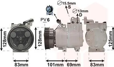 Produktbild von VAN WEZEL 8200K159 HS15 Klimaanlage Klimakompressor für HYUNDAI GETZ (TB) ACCENT II Stufenheck (LC) ACCENT II (LC)