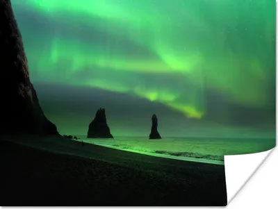 Produktbild von MuchoWow® Poster Nordlichter - Meer - Island 80x60 cm - Kunst für zu Hause