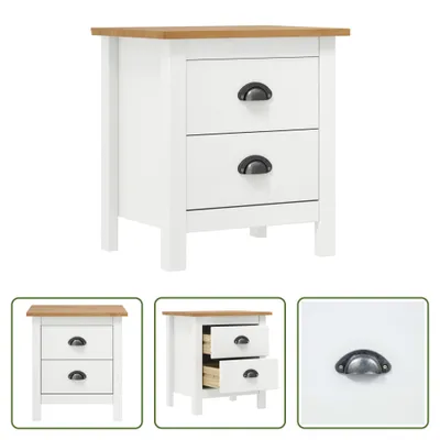 Zdjęcie produktu dla The Living Store Stolik nocny Hill White 46x35x49,5 cm lite drewno sosnowe