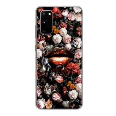 Produktbild von MuchoWow® Handyhülle Schutzhülle Hülle für Samsung Galaxy S20 Lippen - Blumen - Farbe - Orange - Kunst - Abstrakt - Alte Meister Silikon Softcase Handy Hülle - Bild