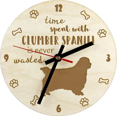 Image de Clumber spaniel - horloge avec chien, horloge en bois gravée, horloge personnalisée Art-Dog