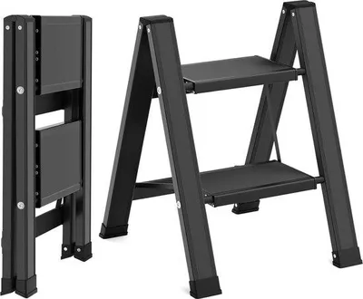 Produktbild von Famanu Aluminium-Stehleiter 2-Stufen - Klappbare und leichte Haushaltleiter bis 150 kg