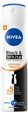 Image de Nivea Black&White Invisible Ultimate Impact Antyperspirant, 150 ml