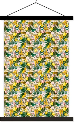 Produktbild von MuchoWow® Textilposter Blumen - Rosen - Gelb 120x180 cm mit schwarzem Rahmen - Fotos