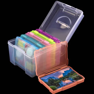 Fotoorganizer-Box-Set, 6-teilig, 21x21x16 cm, transparent