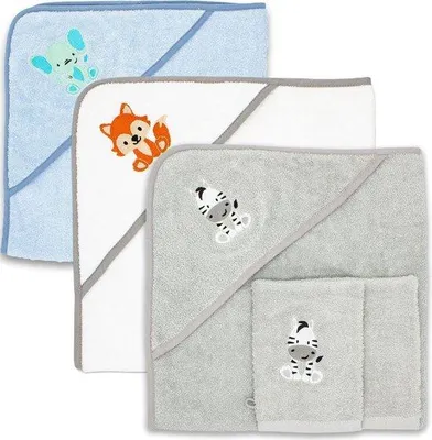 Produktbild von Famanu Babyhandtuch mit Kapuze und 2 Waschlappen - Zebra