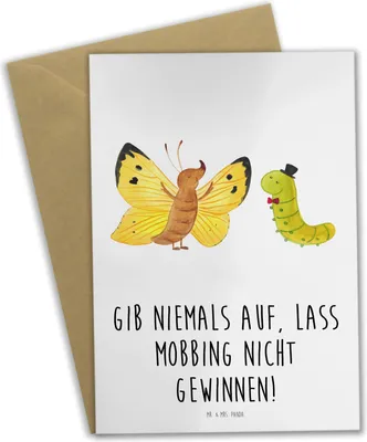 Produktbild von Mr. & Mrs. Panda Grußkarte Mobbing bewältigen - Weiß - Geschenk, Motivation, Herausforderungen meistern, Zuversicht, osterkarten, schwierige Zeiten überwinden, Mut, Trost