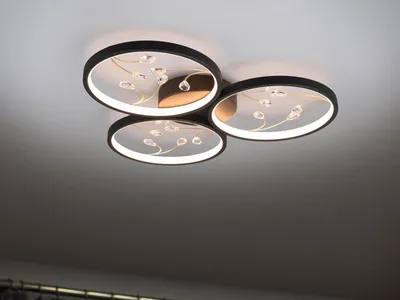 Produktbild von Große Deckenlampe Schwarz mit 3 Stufen Dimmer für Eingangsbereich & Treppenhaus