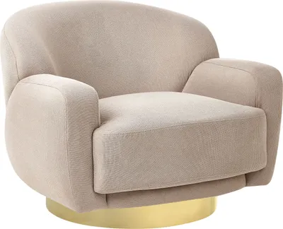 Produktbild von BELIANI Sessel Taupe aus Stoff Goldene Basis Geschwungene Form Glamourös Elegant Art Deco Stil Polstersessel für Wohnzimmer Schlafzimmer
