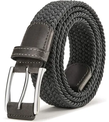 Obrázek produktu pro Pánský pásek s propletením, elastický, šířka 35 mm, délka 115 cm, tmavě šedá barva
