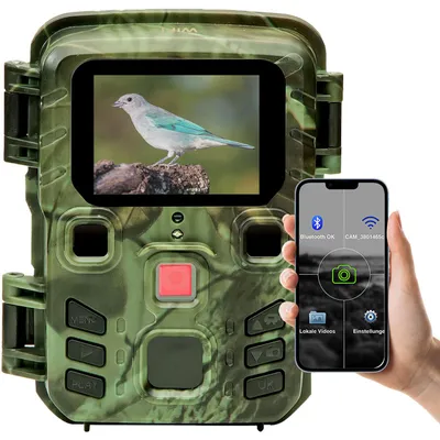 Produktbild von Wildkamera 2K WLAN, Bewegungsmelder, Nachtsicht, Live View per App, Farbdisplay, Mikro, Bluetooth, Zeitraffer- & Serienbild, Stand-By 6 Mo, IPX5