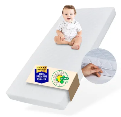 Obrázek produktu pro Omyvatelný potah dětské matrace 10 cm vysoký,  eco5 Oboustranná matrace dětská Dětská matrace 60x120 cm Dětská postel Podlahová postel