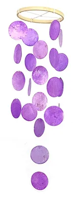 Immagine prodotto di Campanello a vento con conchiglie colorate, decorazioni pendenti in madreperla, campanello a vento viola, 73 cm