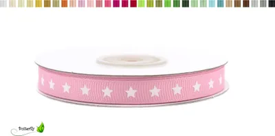 Produktbild von Ripsband 10mm Sterne, 20 Meter, Farbauswahl:rosa 148