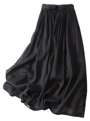 Image de Jupe longue plissée pour femmes, taille haute