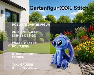 Produktbild von Gartenfigur XXXL Stitch Disney frecher Lilo & Stitch Alien zum Verlieben 63,5 cm