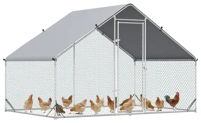 Obrázek produktu pro Výběh pro slepice – venkovní výběh a klec – nerezová ocel – 300 × 200 × 200 cm – stříbrná