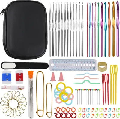 Produktbild von Häkelnadel Set 127-teilig, Ergonomische Aluminium Häkelnadeln, Zubehör für Anfänger