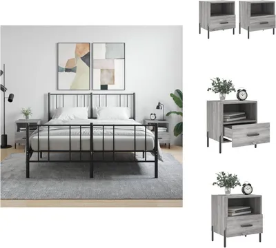 Produktbild von vidaXL Nachttische 2 Stk. Grau Sonoma 40x35x47,5 cm Holzwerkstoff - Nachttische