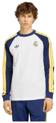 Produktbild von T-Shirt Adidas Real Madrid Originals, langärmlig, in den Farben "Weiß/Dunkelblau", für Damen und Herren